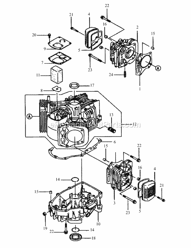 Fh500v-Cs14 Cylinder & Crankcase Diagram and Parts List for M48-KWS 53AB5D4M150 Cub Cadet Sprayer
